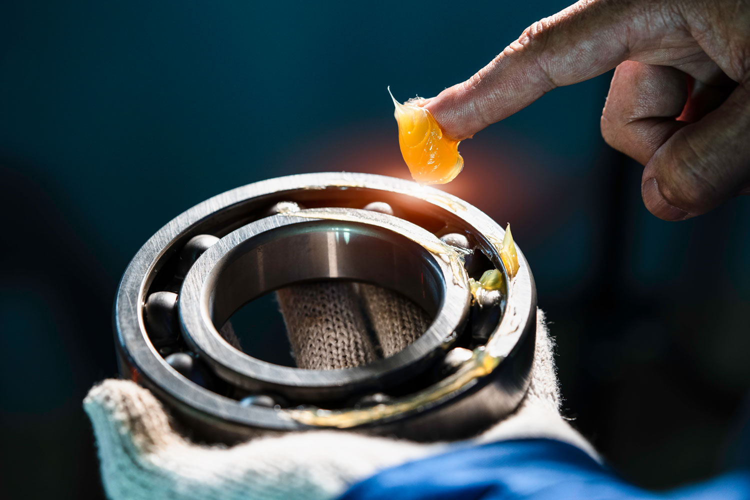 Lubrication being applied to a bearing