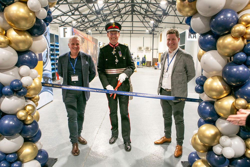 Lord Lieutenant of West Yorkshire cutting the ribbon to Quality Bearings Online HQ